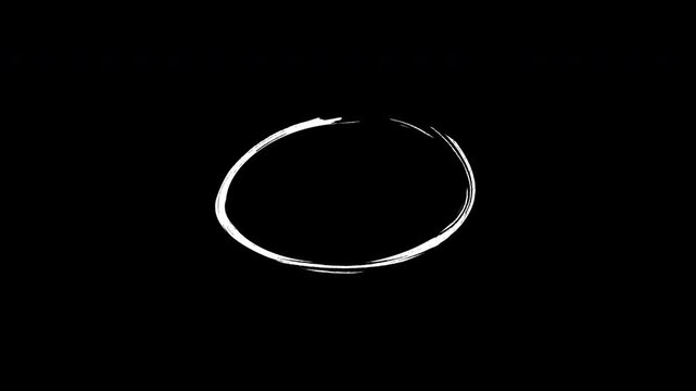 Animated hand drawn circle doodle with transparent background, perfect for highlight, emphasis, and creative overlay in video editing.