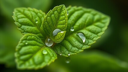 Close-up of a fresh mint leaf, revealing intricate details and vibrant natural tones.