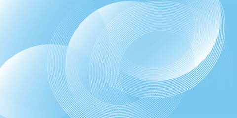 Naklejka premium Abstract minimalist banner background, pastel colorful, blue and white gradations. Circle effect style geometric simple art vector eps10