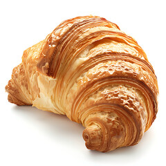 Fototapeta premium Golden, flaky croissant with a glossy surface and layered texture