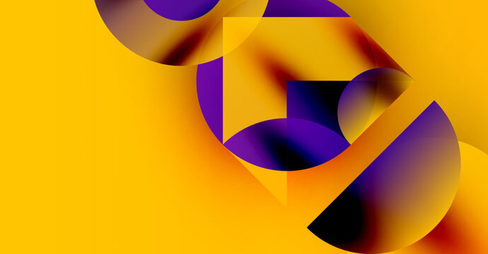 Abstract composition featuring overlapping purple, gold shapes. Modern design evokes dynamic energy, smooth gradients.