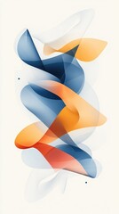 Obraz premium Abstract swirling shapes in orange, blue, and red hues. Fluid forms create dynamic composition