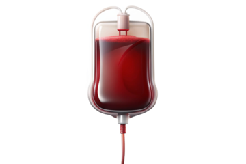 Realistic medical blood bag isolated for design and healthcare projects transparent background