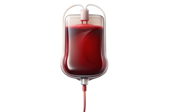 Realistic medical blood bag isolated for design and healthcare projects transparent background