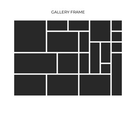 A design element representing a photo grid, used to combine several pictures into one visual composition.