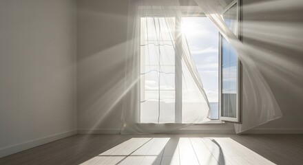 Obraz premium Inviting Sunlight and Breeze in Minimalist Room