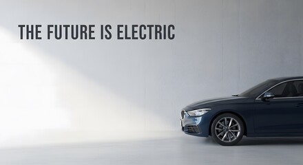 Sleek Blue Electric Car, The Future is Electric