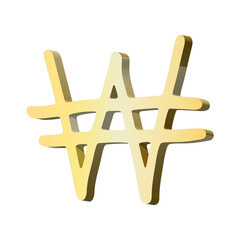 3d won currency symbol. Single element for design