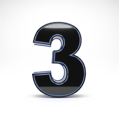 Naklejka premium 3d silver number 3,ai image 
