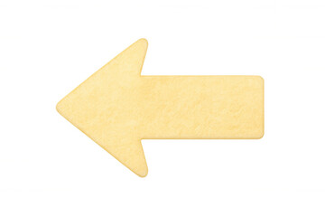 Yellow arrow pointing leftward, textured paper surface, transparent background with clean graphic design