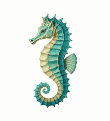 Fototapeta premium Current-Borne sea horse isolated watercolor vector illustration svg