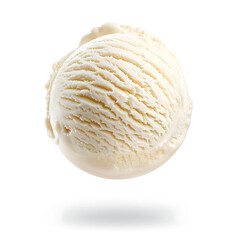 Obraz premium A single scoop of creamy vanilla ice cream isolated on a white background