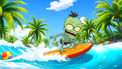 Fototapeta premium Surfing Zombie