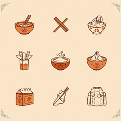 Set of icons of food