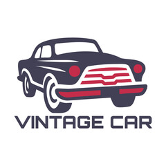 Obraz premium Vintage car, Car, Car rent, classic car vector premium logo