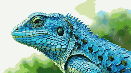 Azure Alchemy blue chameleon isolated watercolor vector illustration svg © Arun168
