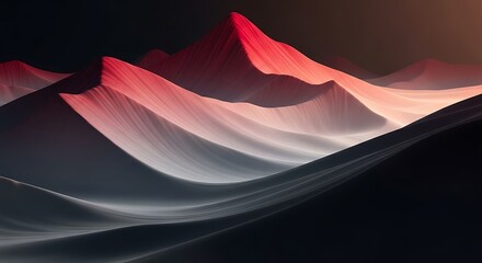 Abstract glowing light waves flowing smoothly with vibrant red pink orange and white hues across dark space