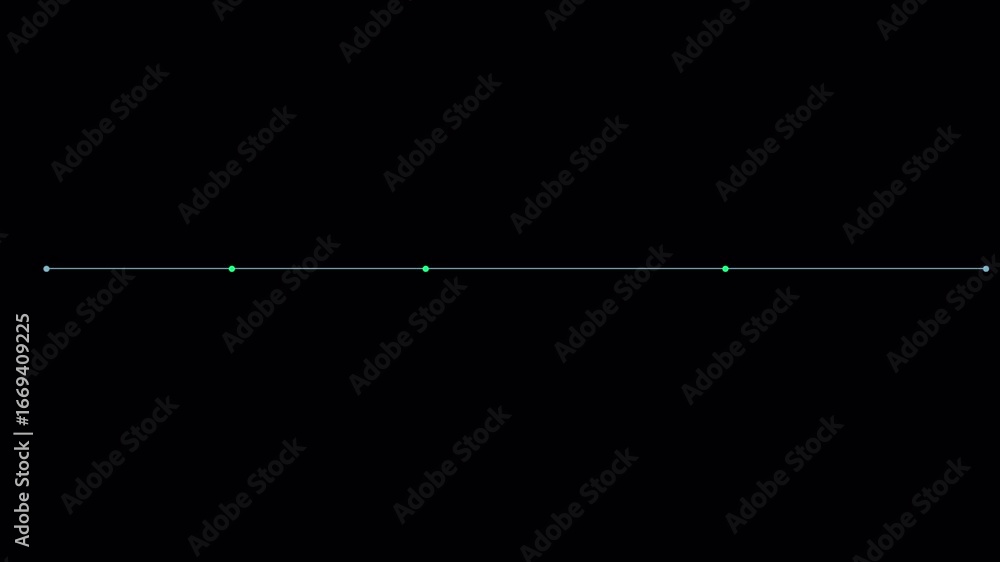 Poster versatile abstract graphic element: horizontal line with green and blue dots on black background