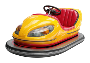 Exciting bumper car ride experience amusement park fun aerial view isolated on transparent background