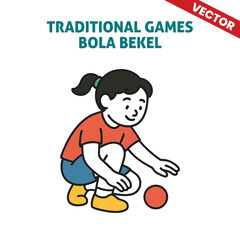 Traditional Games Bola Bekel: Child Playing with Colorful Balls in a Fun Juggling Game