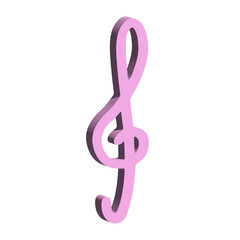 Fototapeta premium 3d treble clef. Hand drawn musical symbol. Single element for print, web, design, decor, logo