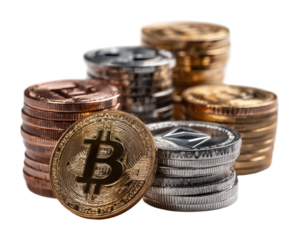 Investing in cryptocurrency bitcoin's role in the digital economy isolated on transparent background