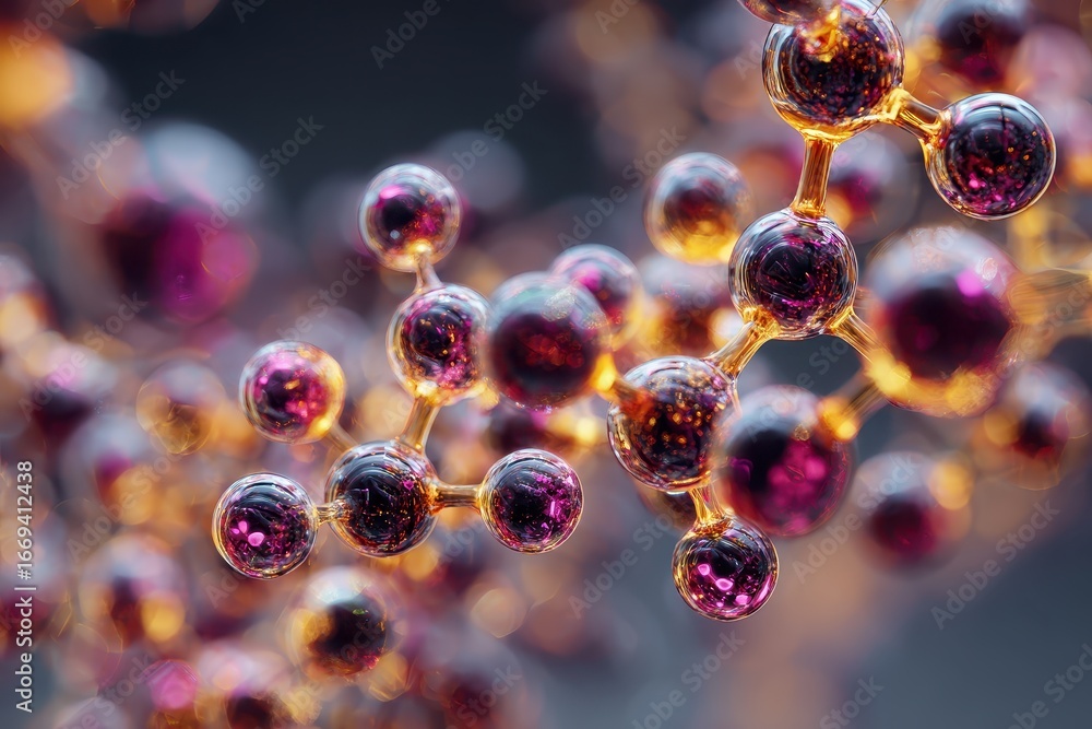 Aufkleber intricate visual representation of nanotechnology showcasing interconnected structures and vibrant c