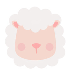 Faceless Cute Sheep Face Illustration with Blush Cheeks