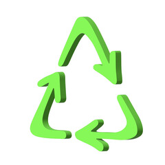 3d recycle arrow icon Recycling resources symbol Reuse of materials, zero waste, green environment, saving the planet