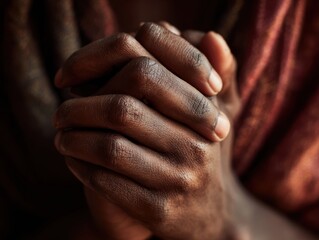 Close Up of Intertwined Hands in Prayer