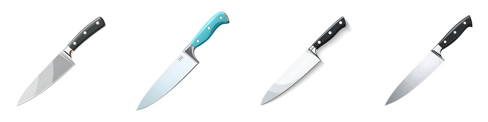 Obraz premium Set of Realistic Chef's Knives Isolated on White Background