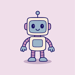 2d flat illustration of a cute robot