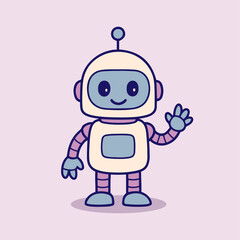 2d flat illustration of a cute robot