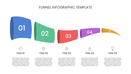 Modern funnel infographic template with 5 options