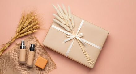 celebration gifts pack flat lay  with copy space background 