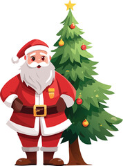 santa claus with christmas tree