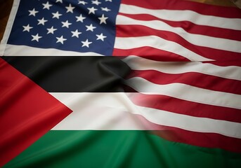 Obraz premium American and palestinian flags superimposed