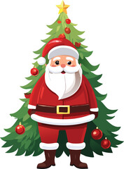 santa claus and christmas tree
