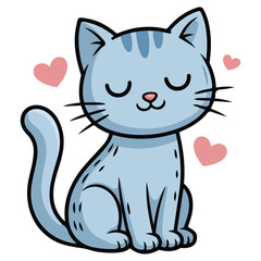 Gray cat sitting isolated sweet character vector illustration on white background
