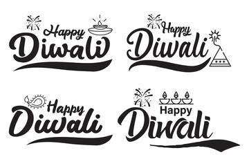 Happy Diwali greetings text with Diwali lamp design