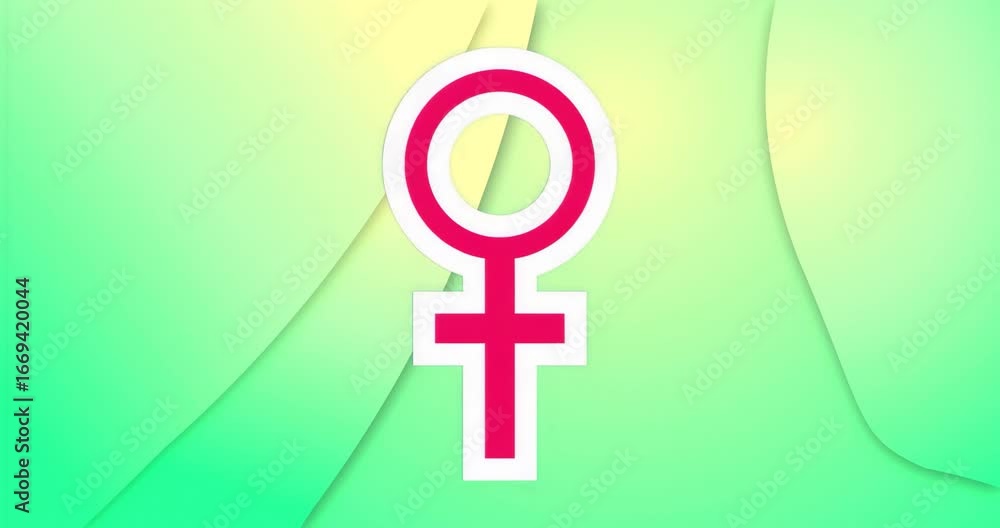 Aufkleber centered venus symbol appearing then oscillating while creating looping background flow in flat