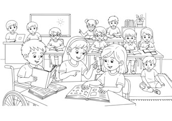 Inclusive Classroom Coloring Page