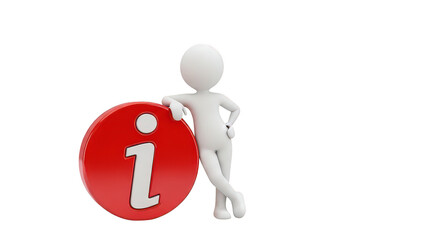3d Info Icon White Figure Red Circle