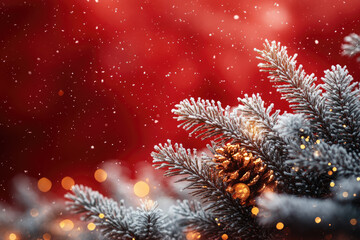 Festive Golden Snowfall with Radiant Red Glow