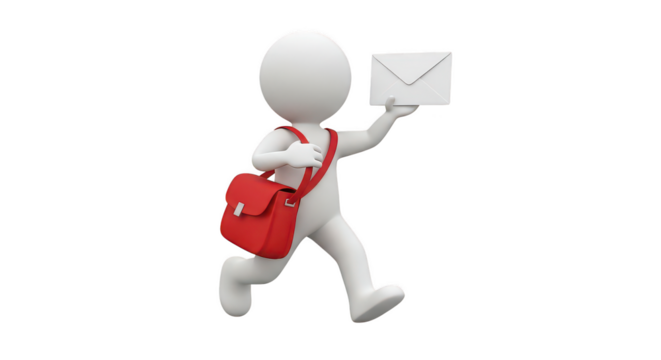 3d Mailman Running With Envelope