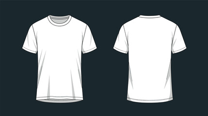 "White T-shirt Mockup Front and Back View Vector Illustration"