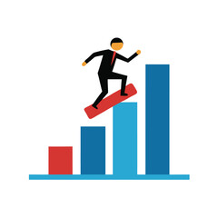 Businessman climbing bar graph illustration success