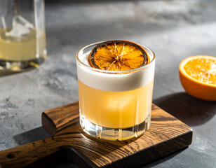 Smoky Bourbon Sour with Charred Orange