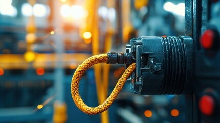 Industrial Equipment with Cable Connection in Modern Factory Setting