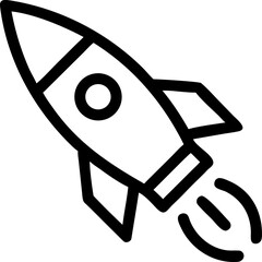 Simple outline silhouette rocket icon for space exploration and travel